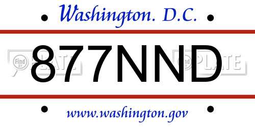 877NND District Of Columbia License Plate