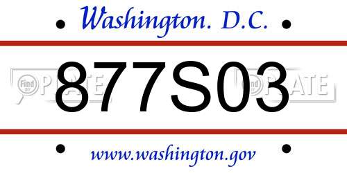 877S03 District Of Columbia License Plate