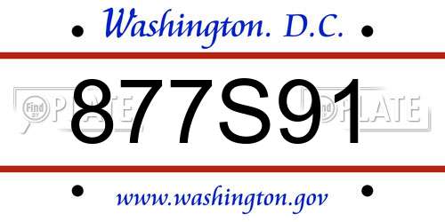877S91 District Of Columbia License Plate