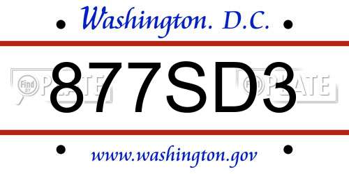877SD3 District Of Columbia License Plate