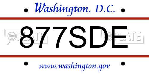 877SDE District Of Columbia License Plate