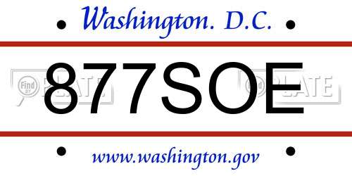 877SOE District Of Columbia License Plate