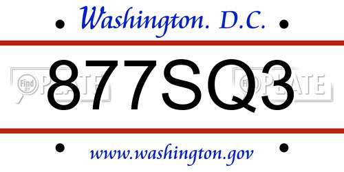 877SQ3 District Of Columbia License Plate
