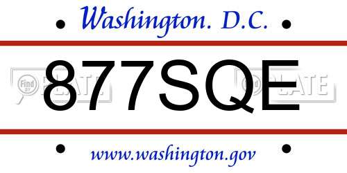 877SQE District Of Columbia License Plate