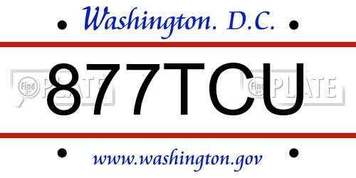 877TCU District Of Columbia License Plate