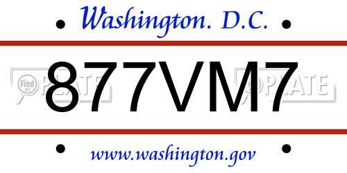 877VM7 District Of Columbia License Plate