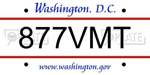 877VMT District Of Columbia License Plate