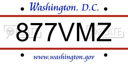 877VMZ District Of Columbia License Plate