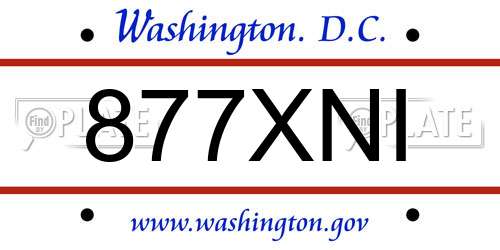 877XNI District Of Columbia License Plate