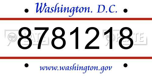 8781218 District Of Columbia License Plate