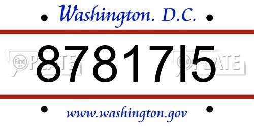 87817I5 District Of Columbia License Plate