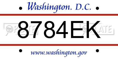 8784EK District Of Columbia License Plate