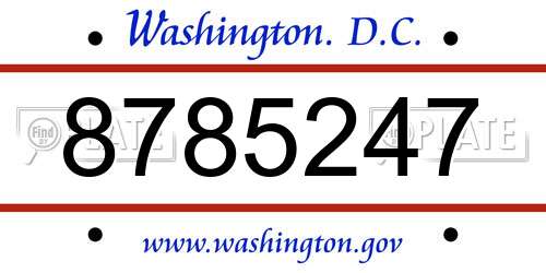 8785247 District Of Columbia License Plate