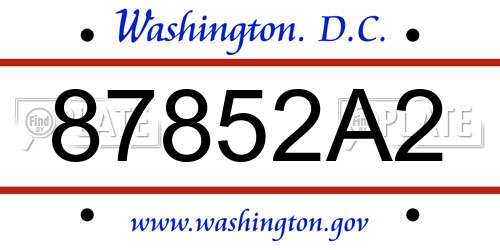 87852A2 District Of Columbia License Plate