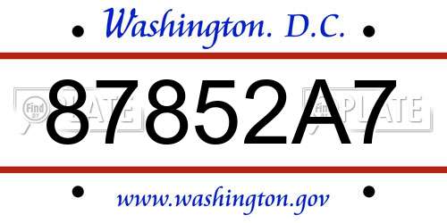 87852A7 District Of Columbia License Plate