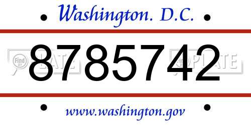 8785742 District Of Columbia License Plate