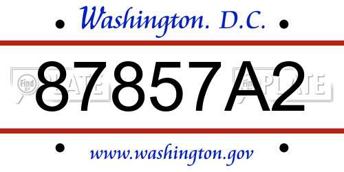 87857A2 District Of Columbia License Plate