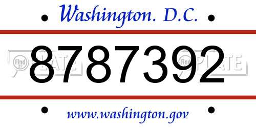 8787392 District Of Columbia License Plate