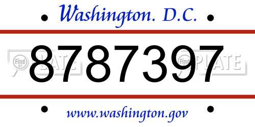 8787397 District Of Columbia License Plate
