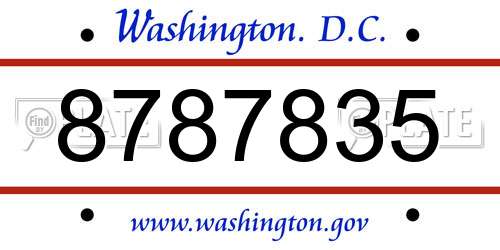 8787835 District Of Columbia License Plate