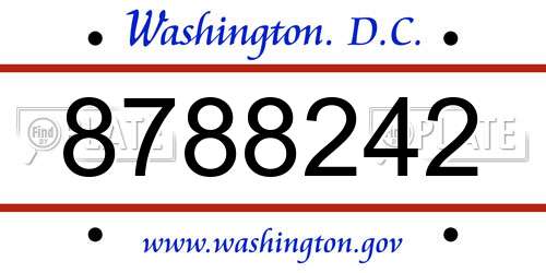 8788242 District Of Columbia License Plate