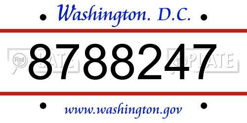 8788247 District Of Columbia License Plate