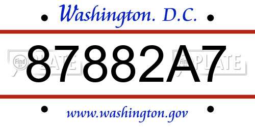 87882A7 District Of Columbia License Plate