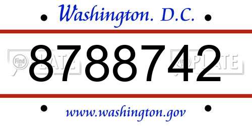 8788742 District Of Columbia License Plate