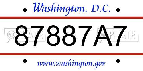 87887A7 District Of Columbia License Plate