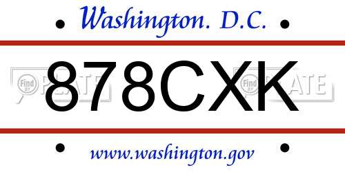 878CXK District Of Columbia License Plate