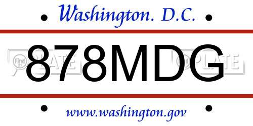 878MDG District Of Columbia License Plate