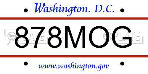 878MOG District Of Columbia License Plate