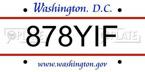 878YIF District Of Columbia License Plate