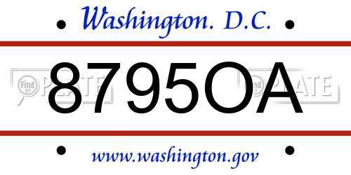 8795OA District Of Columbia License Plate