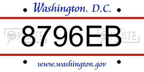 8796EB District Of Columbia License Plate