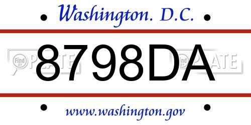 8798DA District Of Columbia License Plate