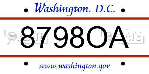 8798OA District Of Columbia License Plate