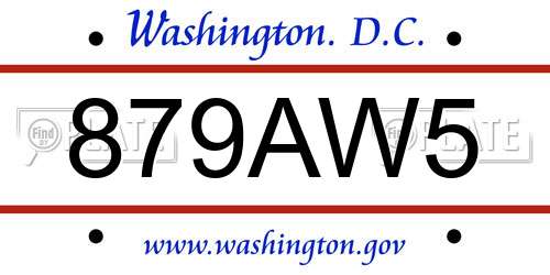 879AW5 District Of Columbia License Plate