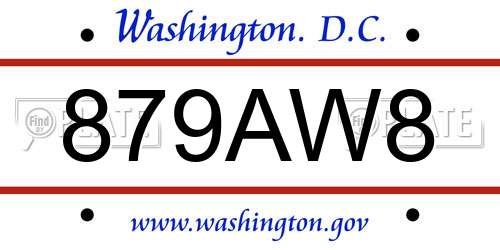 879AW8 District Of Columbia License Plate