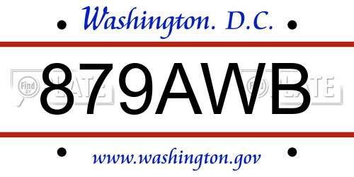 879AWB District Of Columbia License Plate