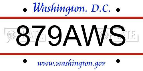 879AWS District Of Columbia License Plate