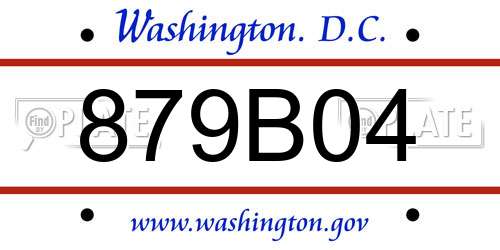 879B04 District Of Columbia License Plate