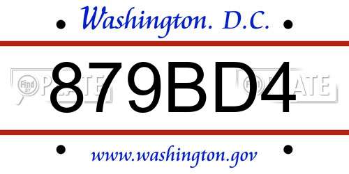 879BD4 District Of Columbia License Plate
