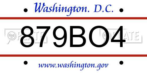879BO4 District Of Columbia License Plate