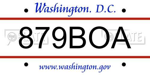 879BOA District Of Columbia License Plate