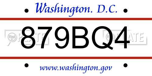 879BQ4 District Of Columbia License Plate