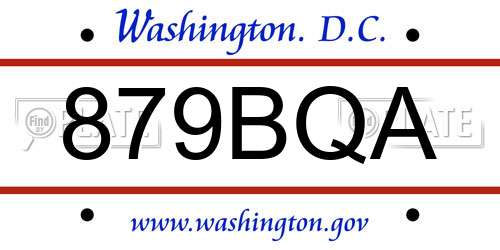 879BQA District Of Columbia License Plate