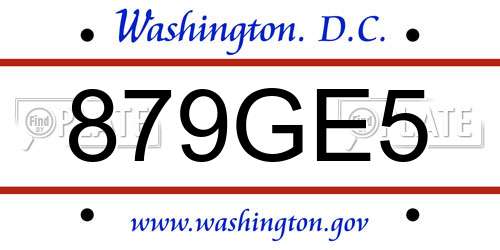 879GE5 District Of Columbia License Plate
