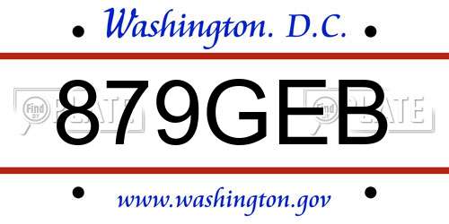 879GEB District Of Columbia License Plate