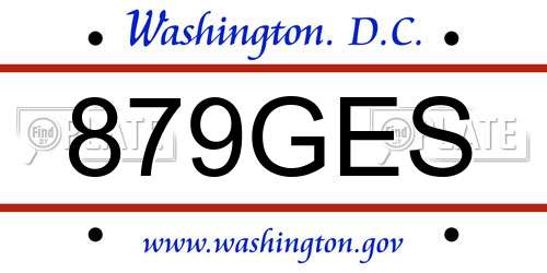 879GES District Of Columbia License Plate